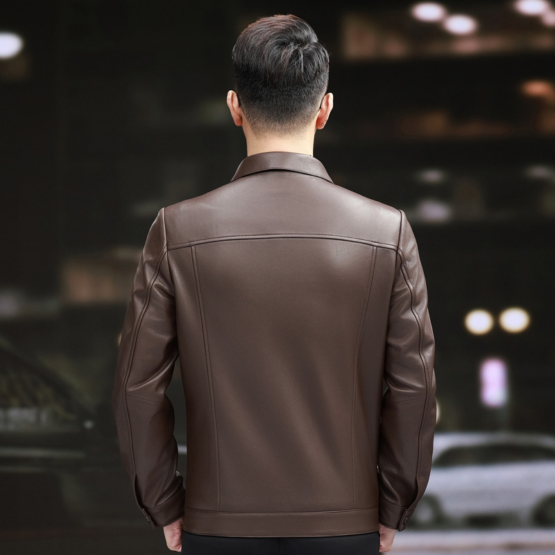 2025春季新款翻领皮皮衣外套男时尚百搭休闲高端皮夹克雷军同款|undefined