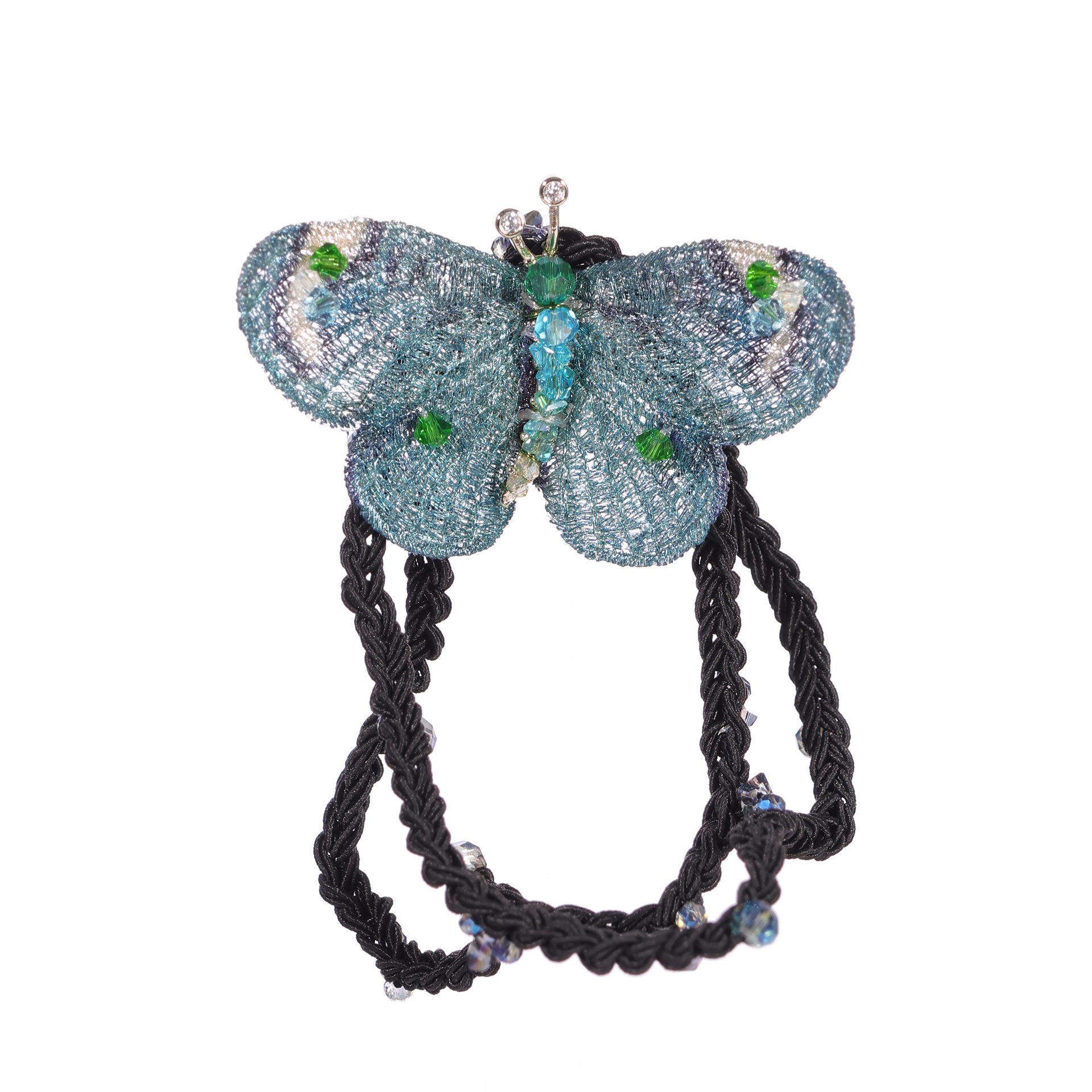 Elegante elastico per capelli a farfalla ricamato con diamanti_voghion.com
