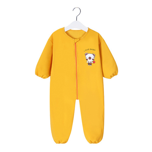 Baby one-piece coveralls, children's whole body waterproof reverse dressing long-sleeved cartoon outing protective clothing, baby crawling clothes, autumn and winter