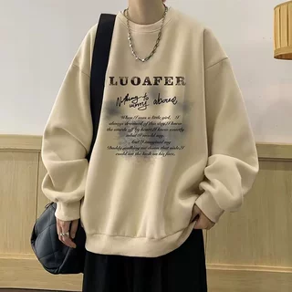 春秋休闲百搭宽松流行套头卫衣圆领卫衣男生长袖上衣冬装一件代发
