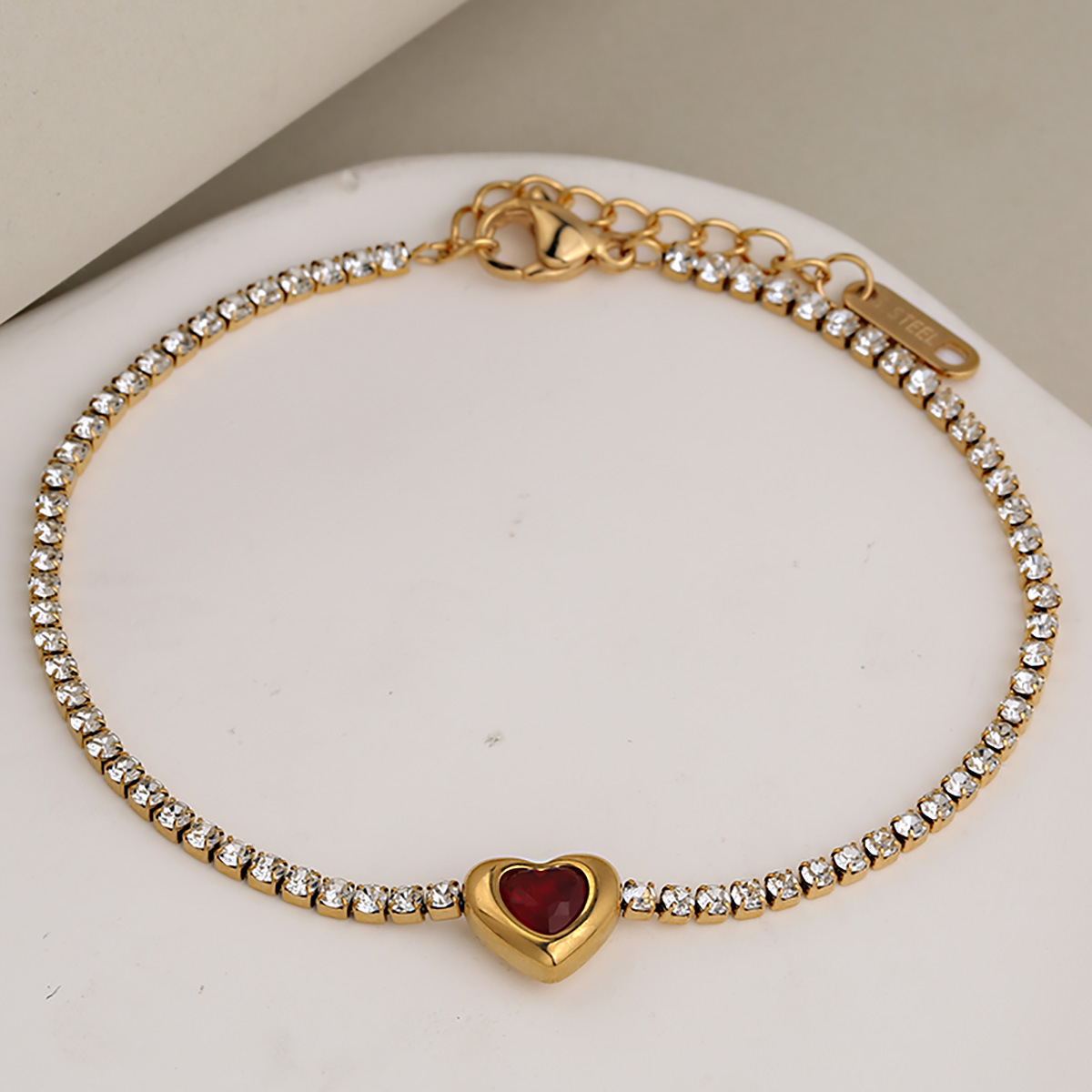 跨境欧美热销时尚气质奢华镶钻简约水晶锆爱心心形排钻网爪链手链