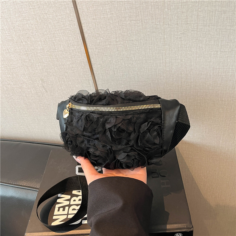 2026 nuevo dulce flor de malla bolso de cintura moda simple personalidad mochila de hombro bolso de damas bolso de pecho de encaje