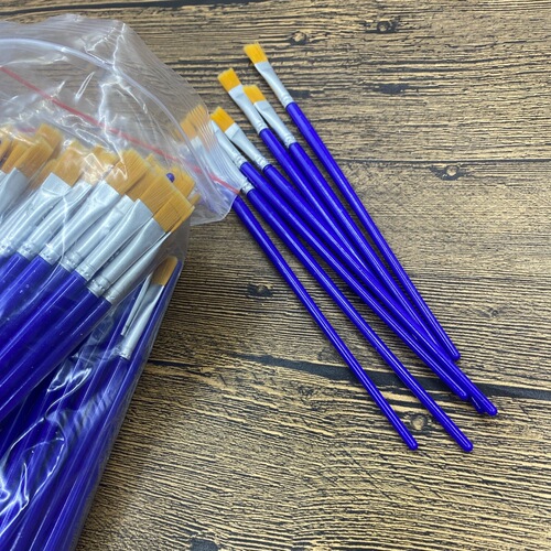 Children's plastic rod oil paint brush flat head painted digital diy hook line pen gypsum ceramic paint brush single wholesale