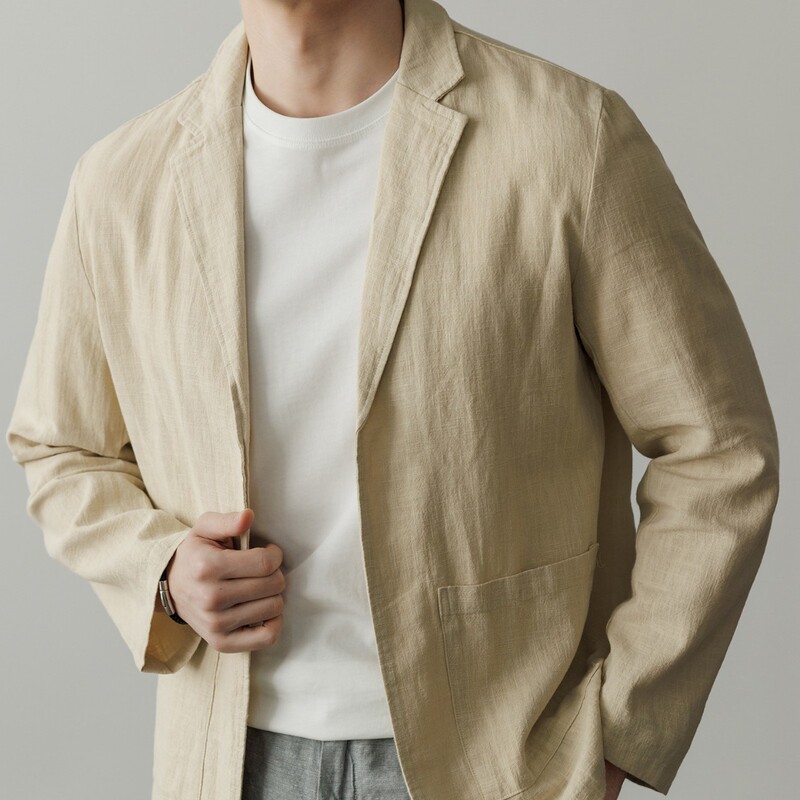 【Ramie+Cotton】Men's Casual Suit, Spring and Autumn Thin Slim-Fit Single Jacket, Versatile Top for Middle-Aged Men 【Ramie+Cotton】Men's Casual Suit, Spring and Autumn Thin Slim-Fit Single Jacket, Versatile Top for Middle-Aged Men