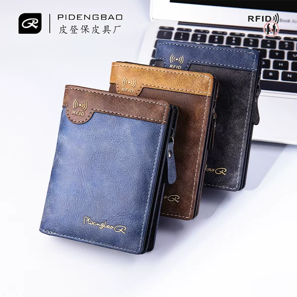 Retro Fashion Men's Wallet Multifunctional Large Capacity Rfid Anti-Theft Brush Pu Wallet Factory Wholesale Wallet