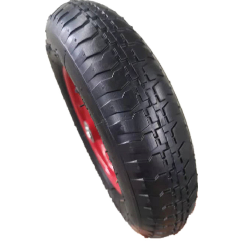 Supply Qingdao real estate 13-inch tire wheel 3.50-8 small square red iron spoke aperture 16mm