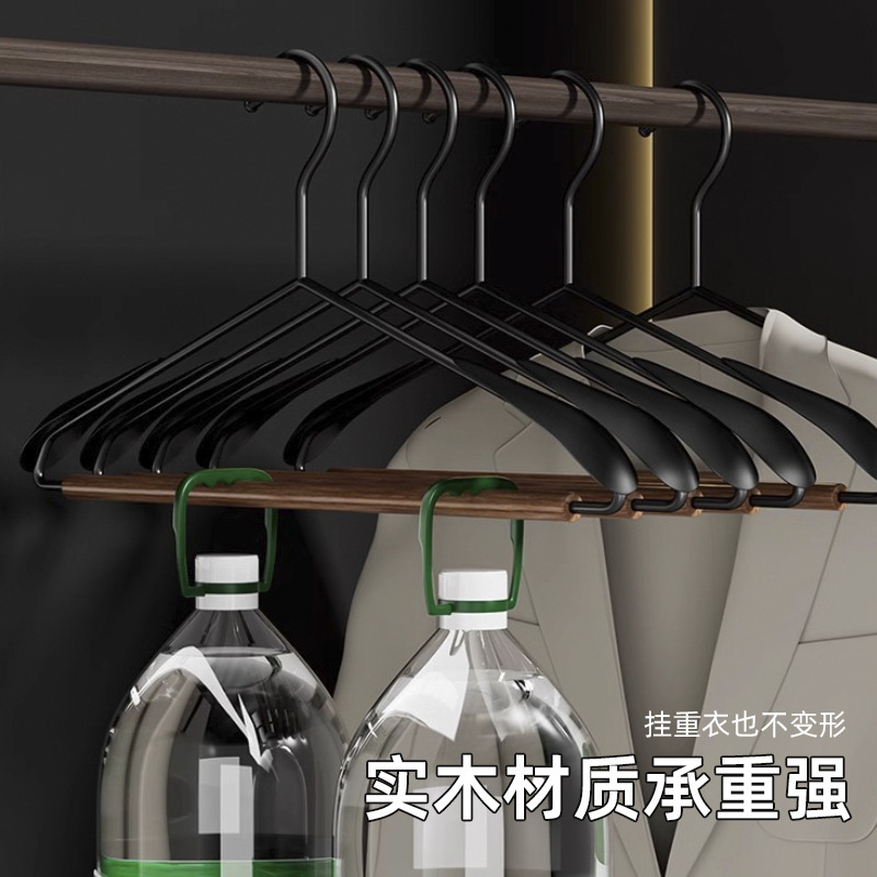 高級無垢材と鉄製の幅広コートハンガー、軽くて高級感のある高級ワードローブとクローク専用の木製衣類ハンガー|undefined