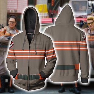 Men's European and American Cross-border Ghostbusters cospla Series 3D Digital Printed Cardigan Hooded Sweater