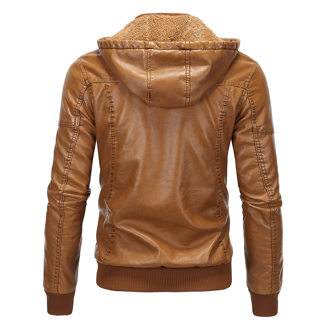 Men's Clothing 2024 men's leather jacket washed leather hooded leather jacket plus velvet warm leather jacket large size men's jacket_voghion.com