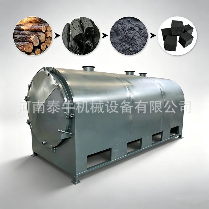 椰壳稻壳炭木材碳化炉 卧式烧烤吊装连续式机制木炭炭化炉