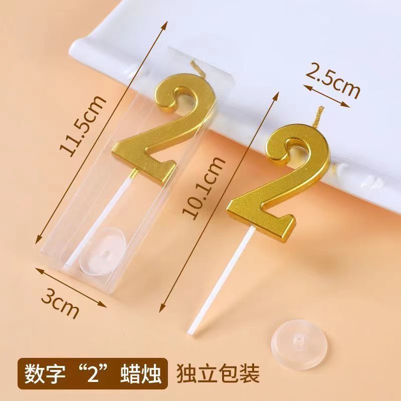 Ins en línea vela de cumpleaños digital vela de oro envasado independiente decoración de pastel vela fábrica directa