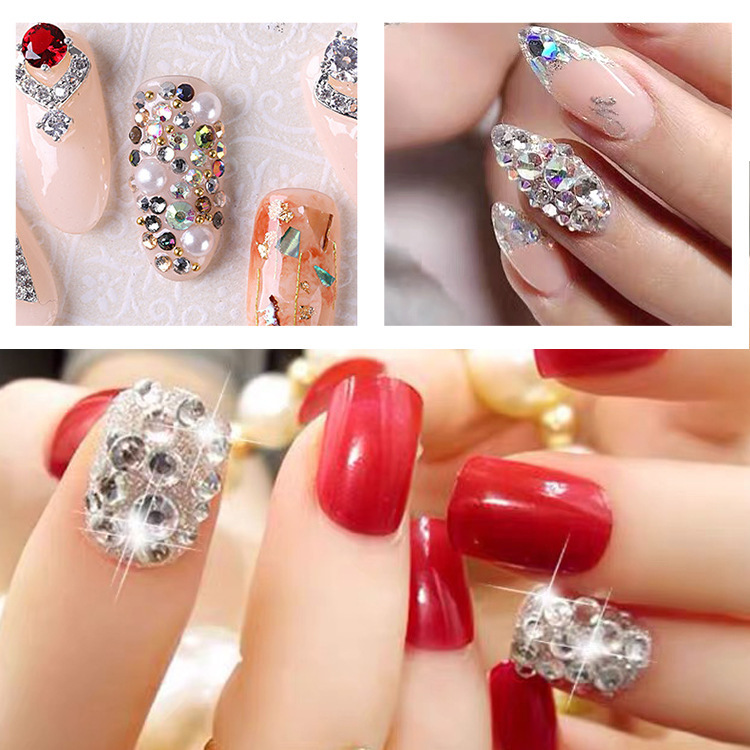 300 taladro de fondo plano tamaño mixto ab transparente taladro de vidrio color caramelo joyería de uñas taladro de uñas
