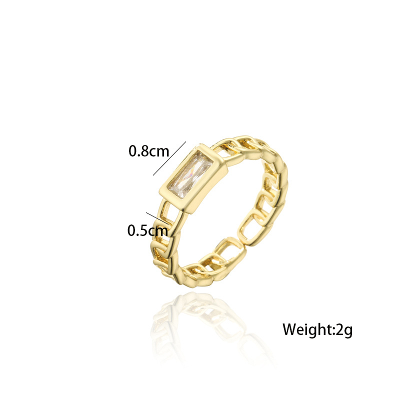 Nihaojewelry Bijoux En Gros Mode Simple Chaîne Cuivre Zircon Anneau Ouvert display picture 1