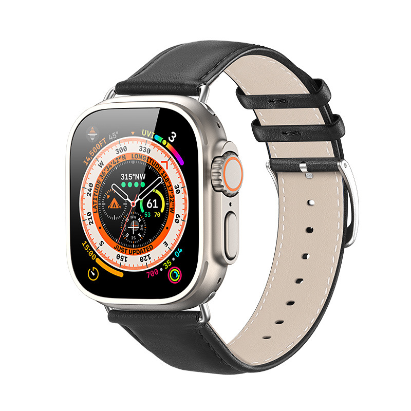Adecuado para Apple correa de cuero applewatch correa de reloj de negocios primera capa de piel de vaca correa de muñeca impermeable a prueba de sudor