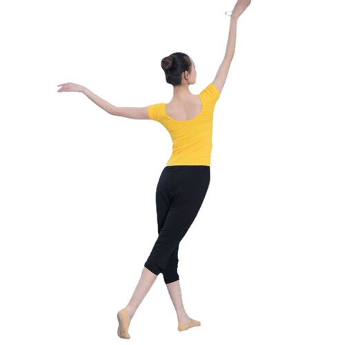 Red dance shoes, thin cotton women's adult dance tight-fitting short-sleeved tops for practicing dance cross-fitting group clothes 3844