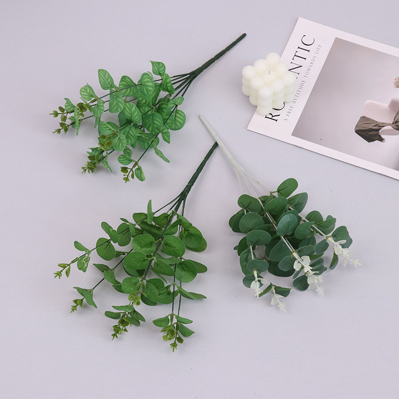Artificial Green Plant Leaf Money Leaf Wedding Mori Soft Flower Material Eucalyptus Leaves Foreign Trade Silk Flower Plant False Leaves