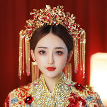 鳳冠秀禾頭飾簡單大氣2022新款紅色中式新娘古裝秀禾服結婚飾品