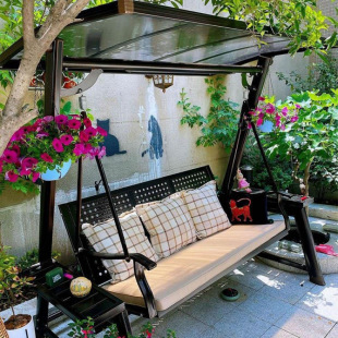 Outdoor Swing Rocking Chair Courtyard Hanging Basket Home Rattan Wrought Iron Internet Celebrity Wrought Iron Hanging Chair Balcony Double Outdoor Swing