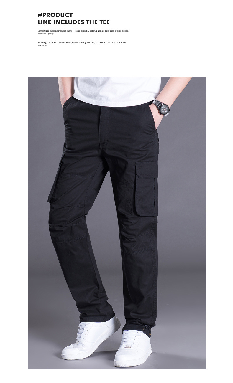 Manufacturer's Spring Multi Pocket Work Pants For Men, Loose Fit Plus Size, Pure Cotton Casual Pants, High-quality Trendy Men's Clothing_voghion.com