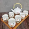 7-piece set of white porcelain meditation + bamboo plate---limited time available