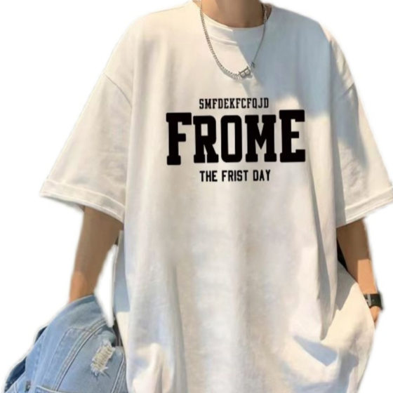 American High Street Heavy Cotton Short-sleeved T-shirt Men's Summer Trendy Brand Loose Design Sense Casual Half-sleeved Printed Top