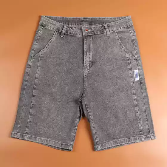 Men's Smoky Gray Denim Shorts - Summer Lightweight Straight Leg 5-Inch Casual Shorts with Stretch