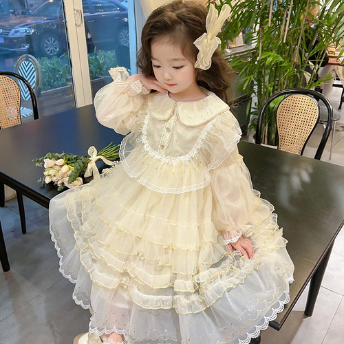 Princess Dress for Girls Spring 2024 New Children's Dress Trendy Baby Girl Lolita Skirt Girls Gown Dress