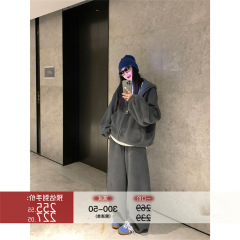 区欧陽連帽衛衣の女性は冬にベルベットを厚くして怠惰な風のカジュアルでゆったりしたアメリカのレトロな上着を着ている