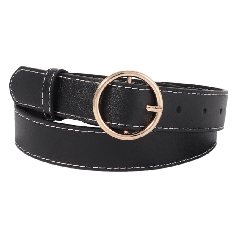 Cinturón Decorativo con Hebilla Redonda para Mujer de Cuero PU para Jeans