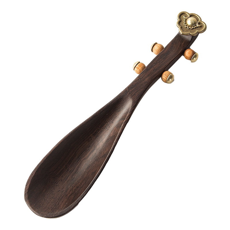 Al por mayor ébano pipa cuchara de té Kung Fu juego de té ceremonia del té partes del hogar herramientas de fabricación de té de madera maciza pala de té