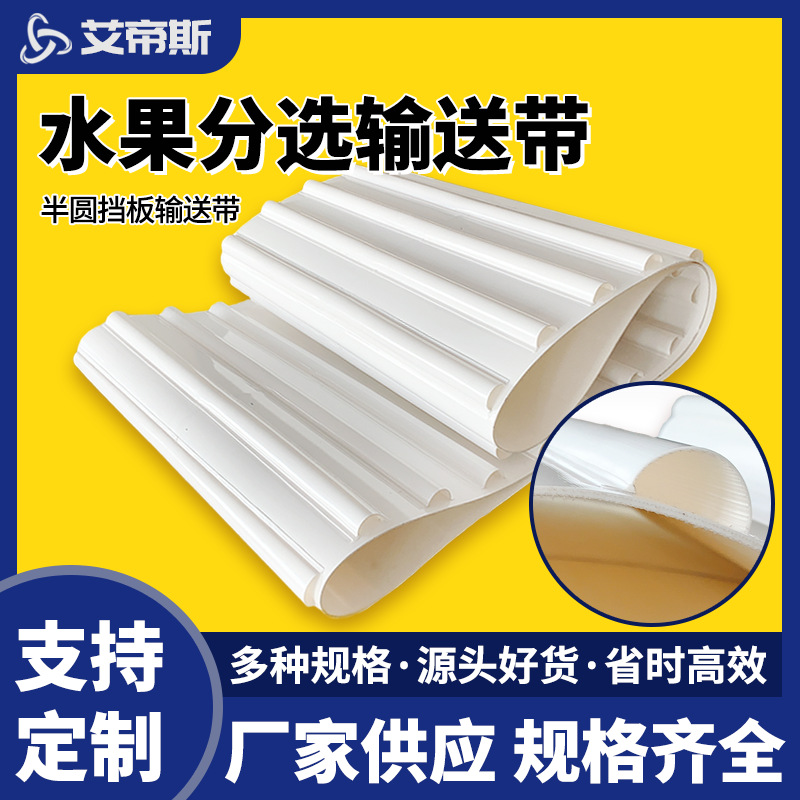 厂家批发水果防撞伤圆弧挡板输送带果选机专用皮带水果分选传送带