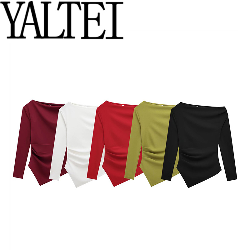 Zar Autum New Women's Clothing European and American Style French Design Fashionable Asymmetric Stretch Top 3644328