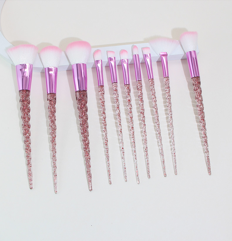 Rose Red, Transparent Color Fashion Rose Red Transparent Artificial Fiber Plastic Handgrip Makeup Brushes 1 Set