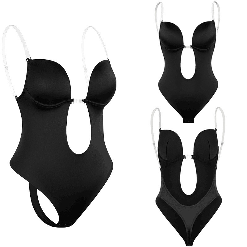 European and American cross-border body shaping clothes tight deep V invisible shoulder belt abdominal band bra Amazon BODYSUIT