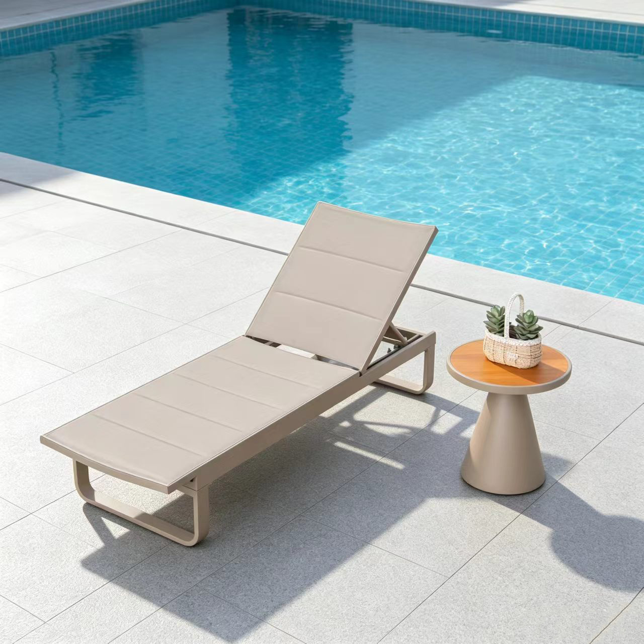 Silla de piscina, silla de playa anticorrosión de aleación de aluminio, tumbona de piscina de alta gama para hoteles y B&B, tumbona portátil image 16