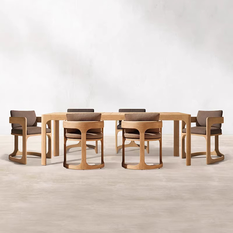 Mesa y silla de madera sólida al aire libre patio villa mesa de madera anticorrosiva al aire libre terraza jardín combinación de silla de teca