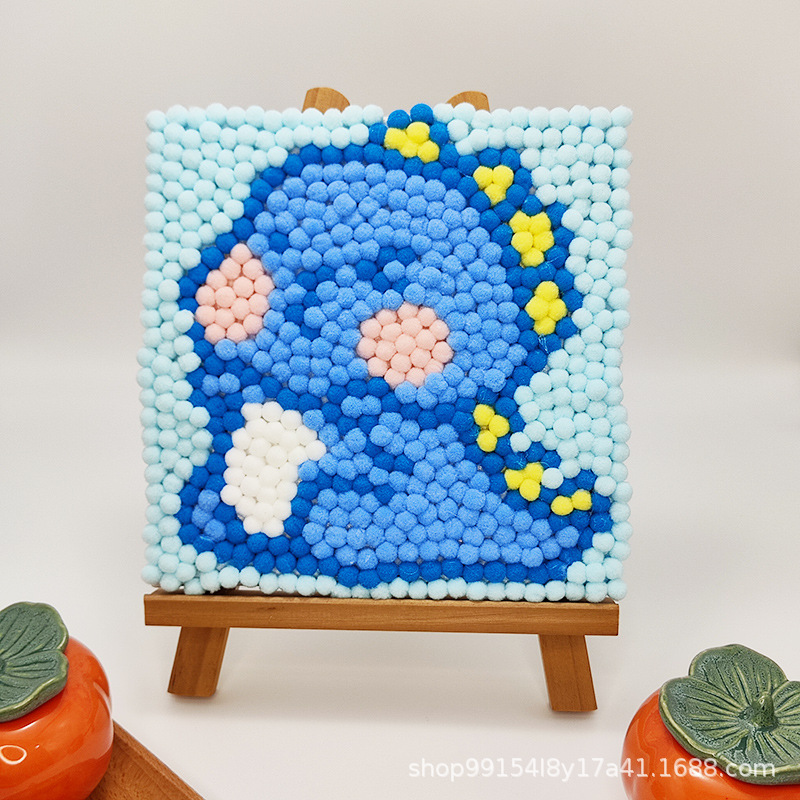 DIY ヘアボール絵画手作り材料パッケージクリエイティブ子供の漫画アニメーション装飾絵画ステッカー絵画屋台卸売|undefined