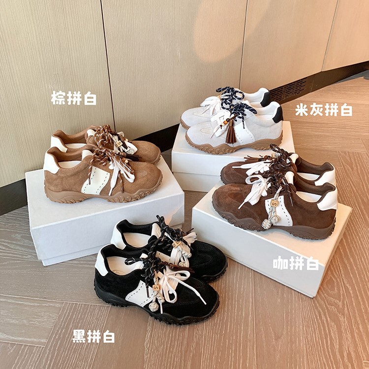 新色啦~内增高小个子真皮德训鞋女款鸳鸯鞋带阿甘鞋休闲运动板鞋|undefined