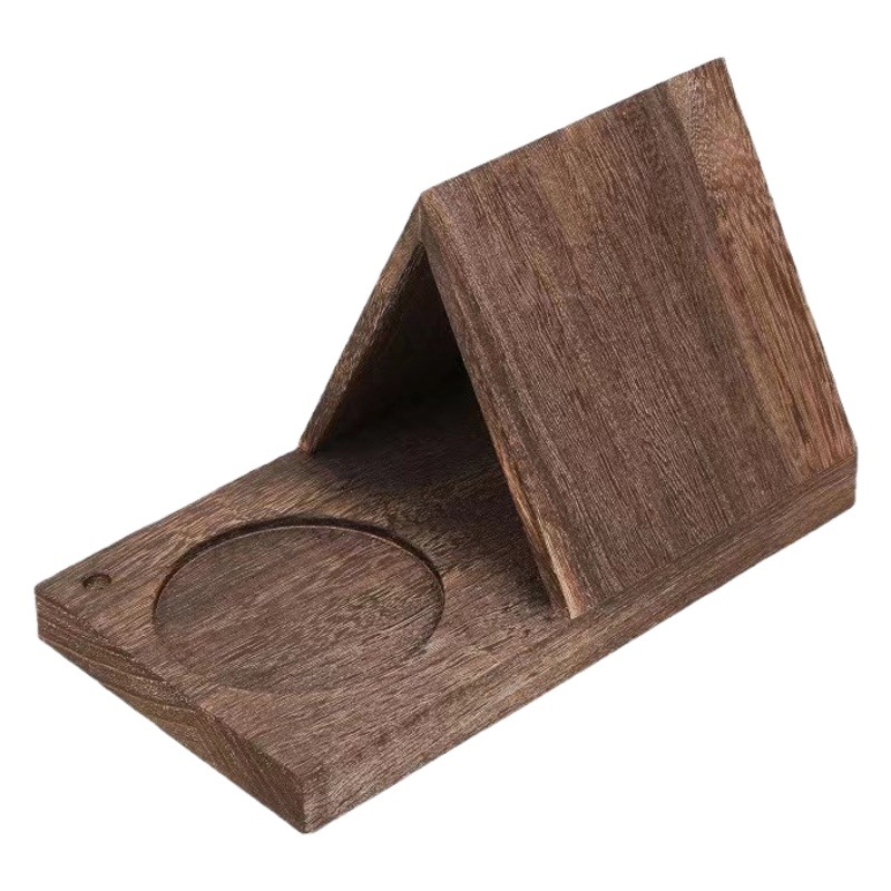 Bandeja de taza de madera maciza Paulownia color marcador estante vintage libro soporte de lectura soporte oficina lectura triángulo estantería