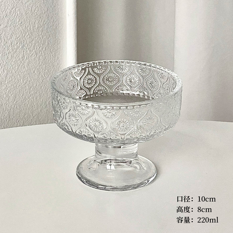 ins简约玻璃甜品碗酸奶杯高脚雪糕碗杯冰淇淋杯子冰激凌杯酸奶杯|undefined