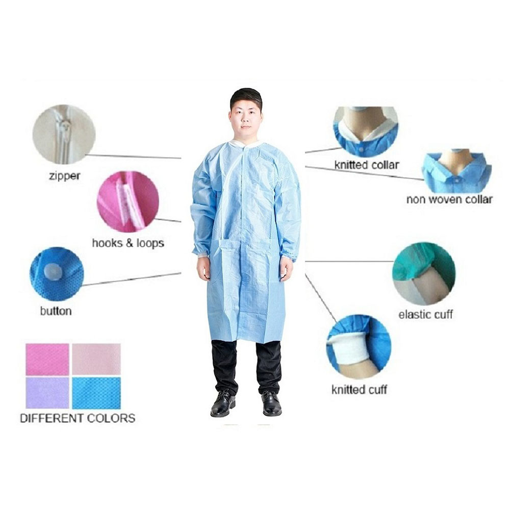 厂家批发一次性PP实验服隔离衣工作服蓝色无纺布大褂实验服防护服