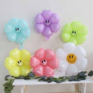Love-Shaped Five-Pointed Star Daisy Aluminum Film Balloon Wholesale Wedding Room Layout Shopping Mall Birthday Opening Background Wall Decoration