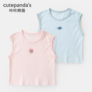 Kaka Panda Boys Sleeveless T-Shirt Children's Vest Pure Cotton Category a Girls Summer Casual Tops Baby Children's Clothing