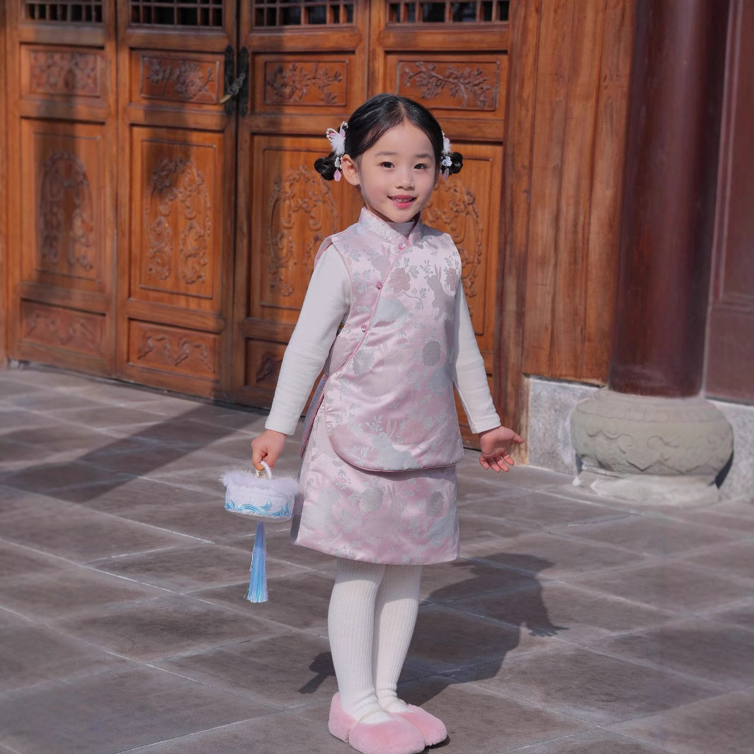 GUI WU YAO 소녀 가을과 겨울 새로운 조끼 두꺼운 따뜻한 조끼 어린이 클립면 양복 조끼 밍크 울 조끼 연간 의류