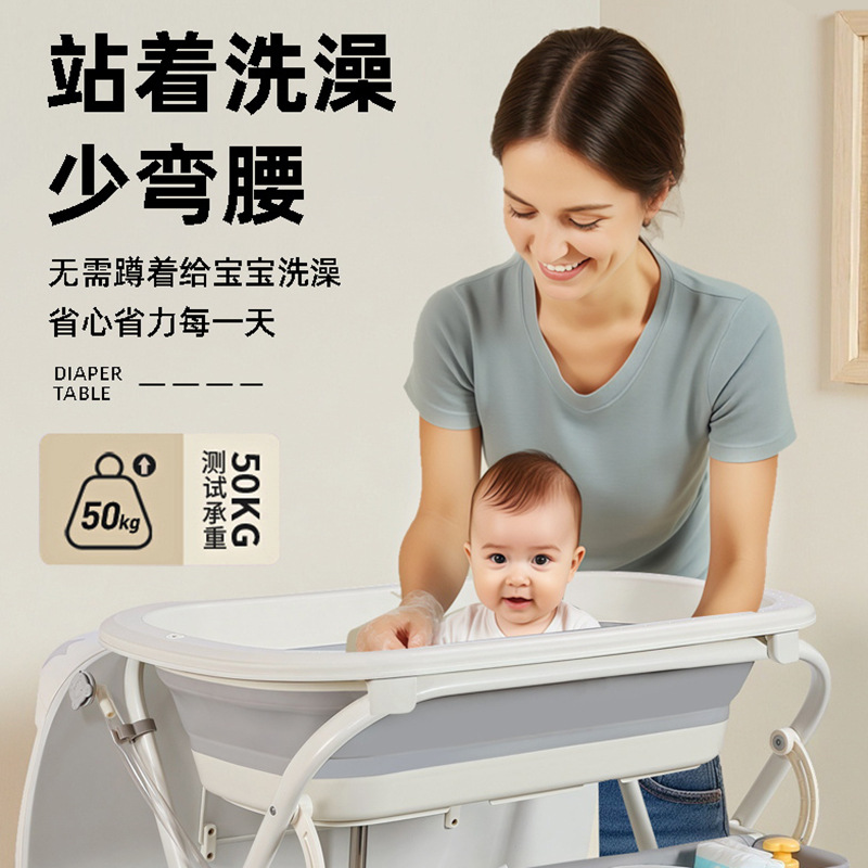 Mesa de lavado y protección de pañales, mesa de cuidado infantil, mesa de toque plegable para recién nacidos, mesa de cambio de pañales multifuncional para bebés image 2