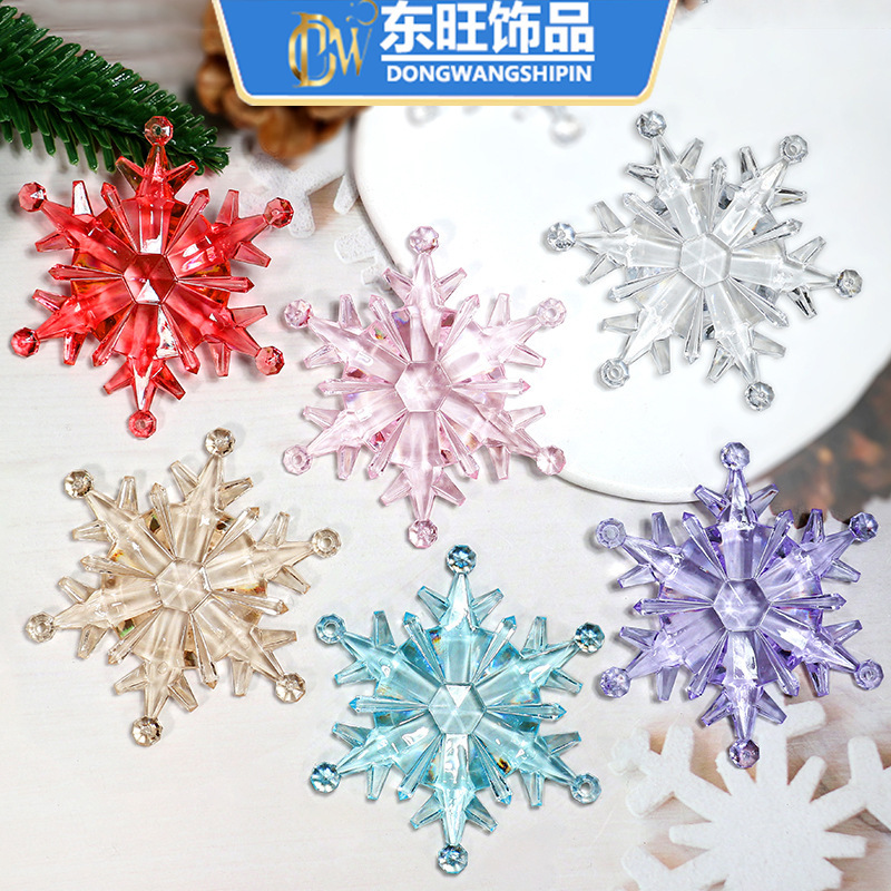 Transparent Simulated Snowflake Acrylic Decorations Christmas Tree Pendants Crystal Pendants DIY Niche Jewelry Accessories
