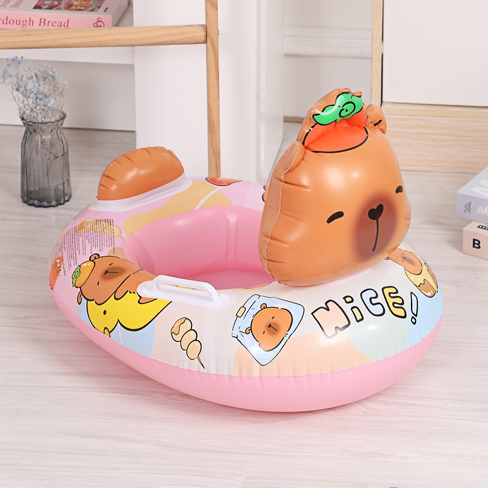 Internet Celebrity New Cartoon Swimming Ring Children's Cute Capibara Lifebuoy Water Park Play Baby Sitting Ring