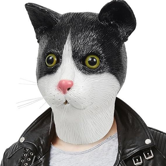 Máscara de látex de gato estrella, mascarada de Halloween, cos, accesorios de juego, linda máscara divertida de gato y animal