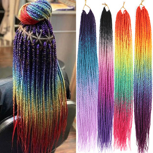 African Hand-Rolled Braids, Chemical Fiber Colorfulful Braids, Gradient Braids,Senegalese Twist, Dirty Braids, Hair Extensions Wig
