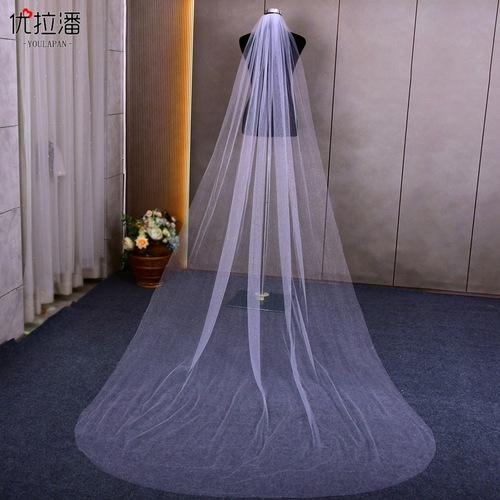 Ulapan Japanese and Korean Sensual Super Fairy Fantasy Bronzing Starry Sky Veil Bridal Champagne Color Wedding Dress Short Veil V101
